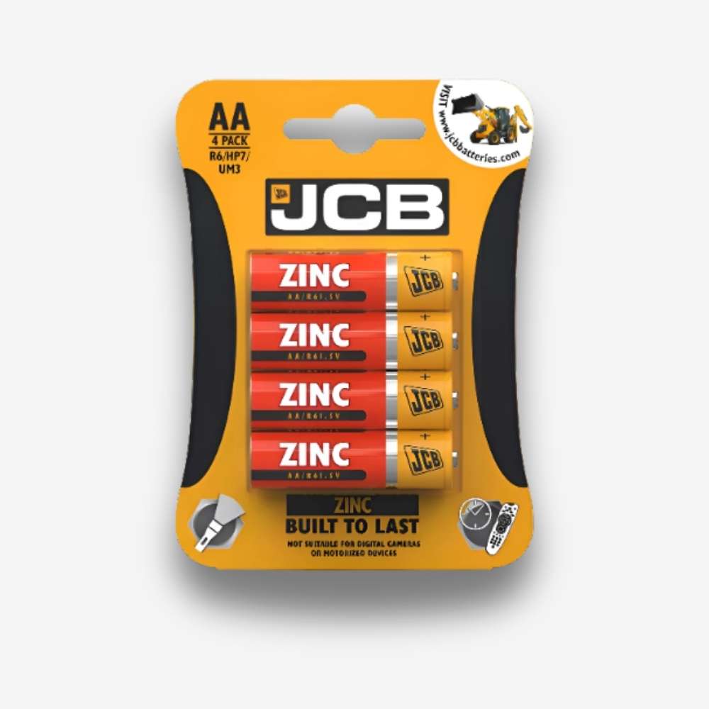4-Pack JCB Zinc AA Batteries