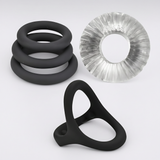 Multi Size Cock Ring Experimental Starter Bundle - A selection of men's silicone cock rings, as part of a bundle sold by Raeven.