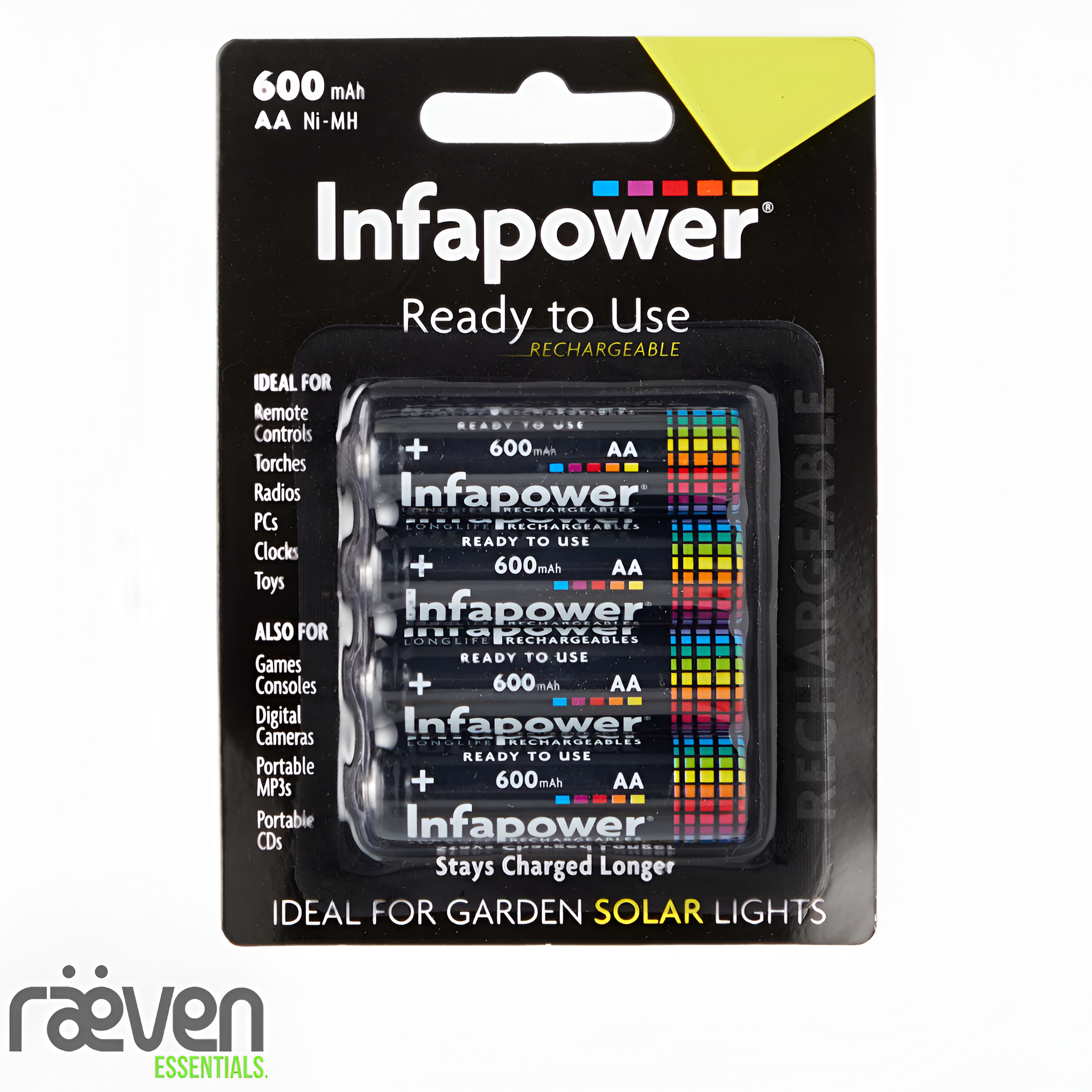 4-Pack Infapower Longlife Rechargeable AA Batteries — detail view