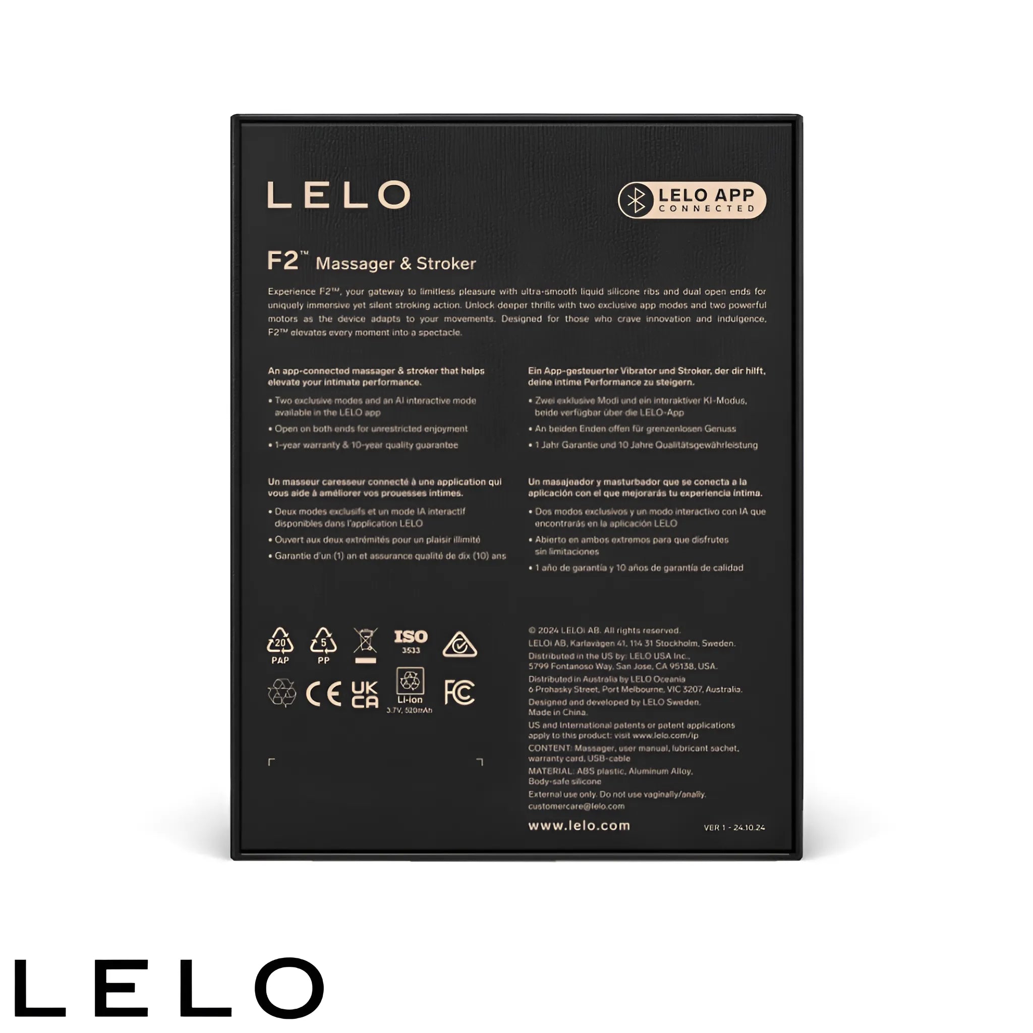 LELO F2 Stamina Trainer Masturbator - App Connected Stroker - Blue — in use