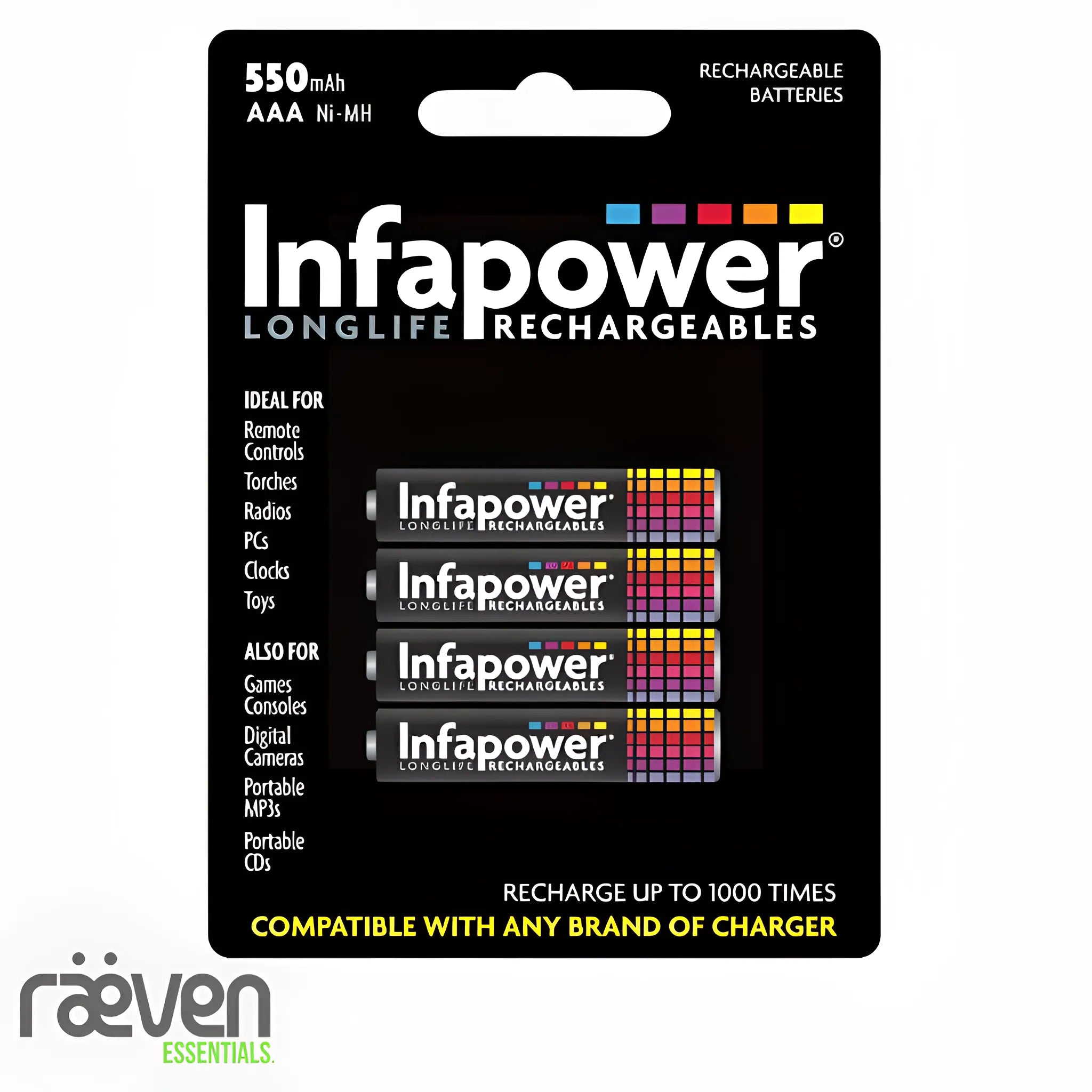 4-Pack Infapower Longlife Rechargeable AAA Batteries — detail view