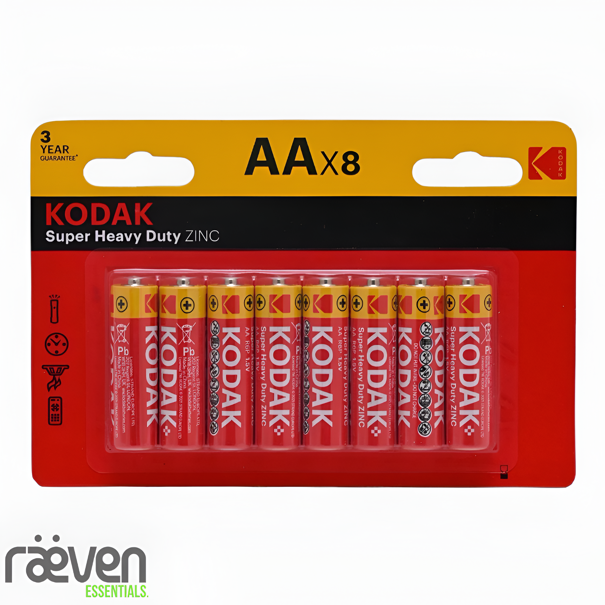 8-Pack Kodak Zinc Super Heavy Duty AA Batteries — detail view