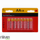 8-Pack Kodak Zinc Super Heavy Duty AA Batteries — detail view